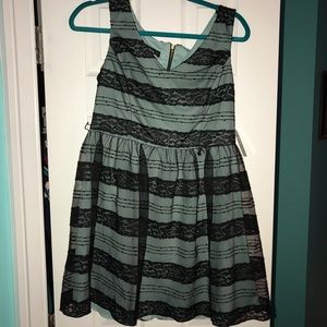 Teal Dress with Lace Pattern